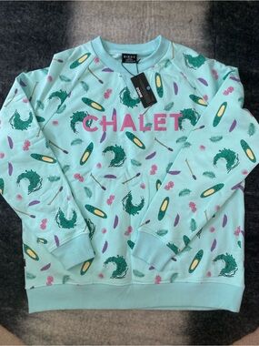 BIRDZ Chalet Women's Mint Graphic Sweatshirt XL NWT